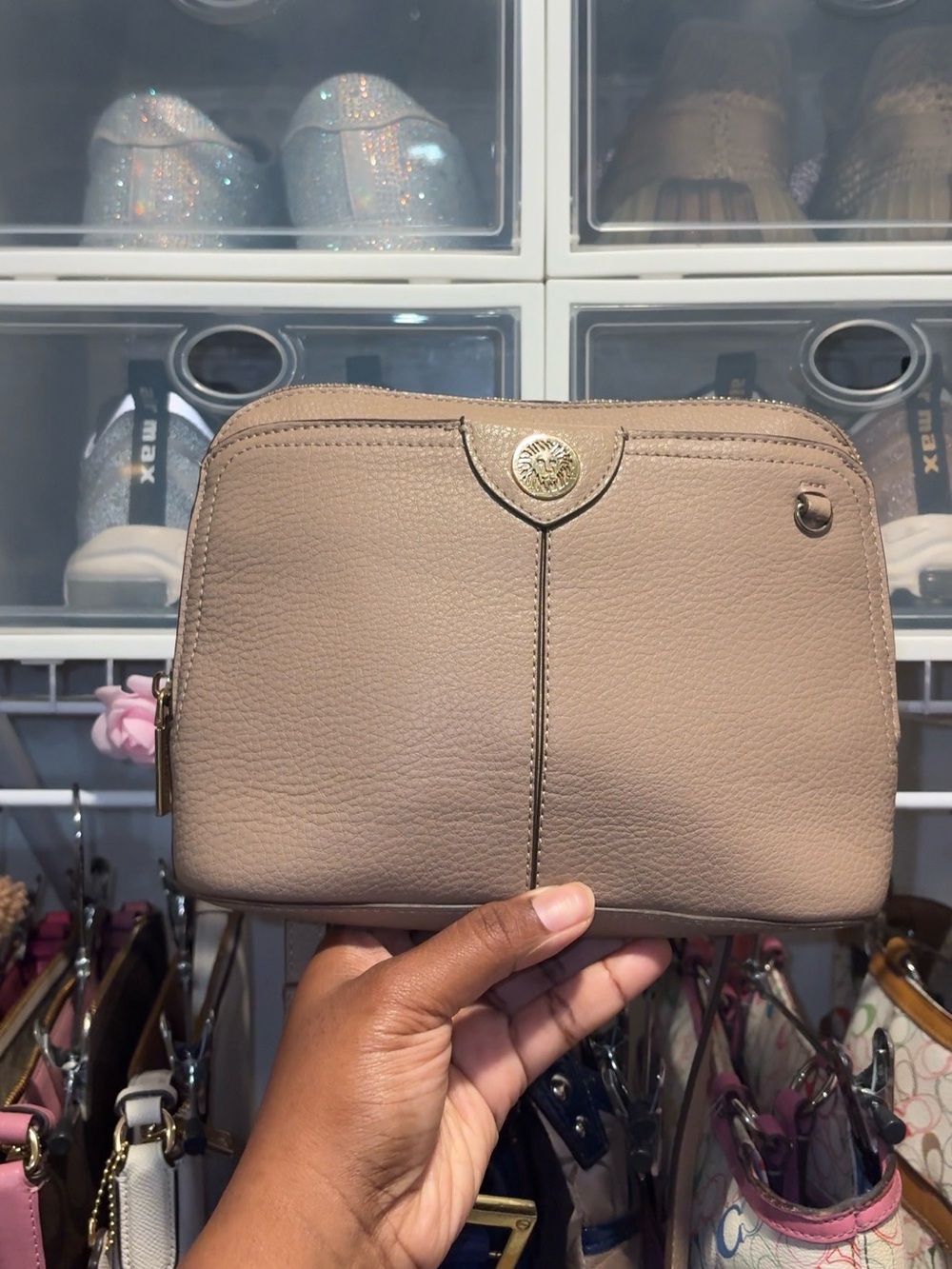 Ann Klein Crossbody Organizer Women’s Beige Purse